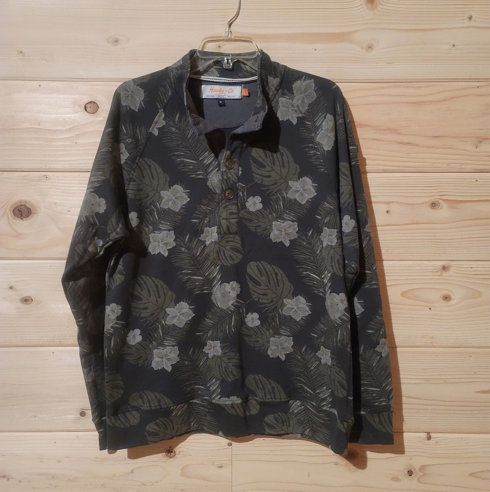 Hawke & Co Green Floral Men's Sweater Size M 22x27